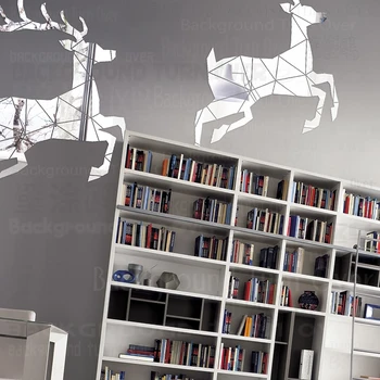 

Creative Christmas Reindeer 3d mirror wall stickers Elk home wall decor living room decoration plastic mirror deer poster R129