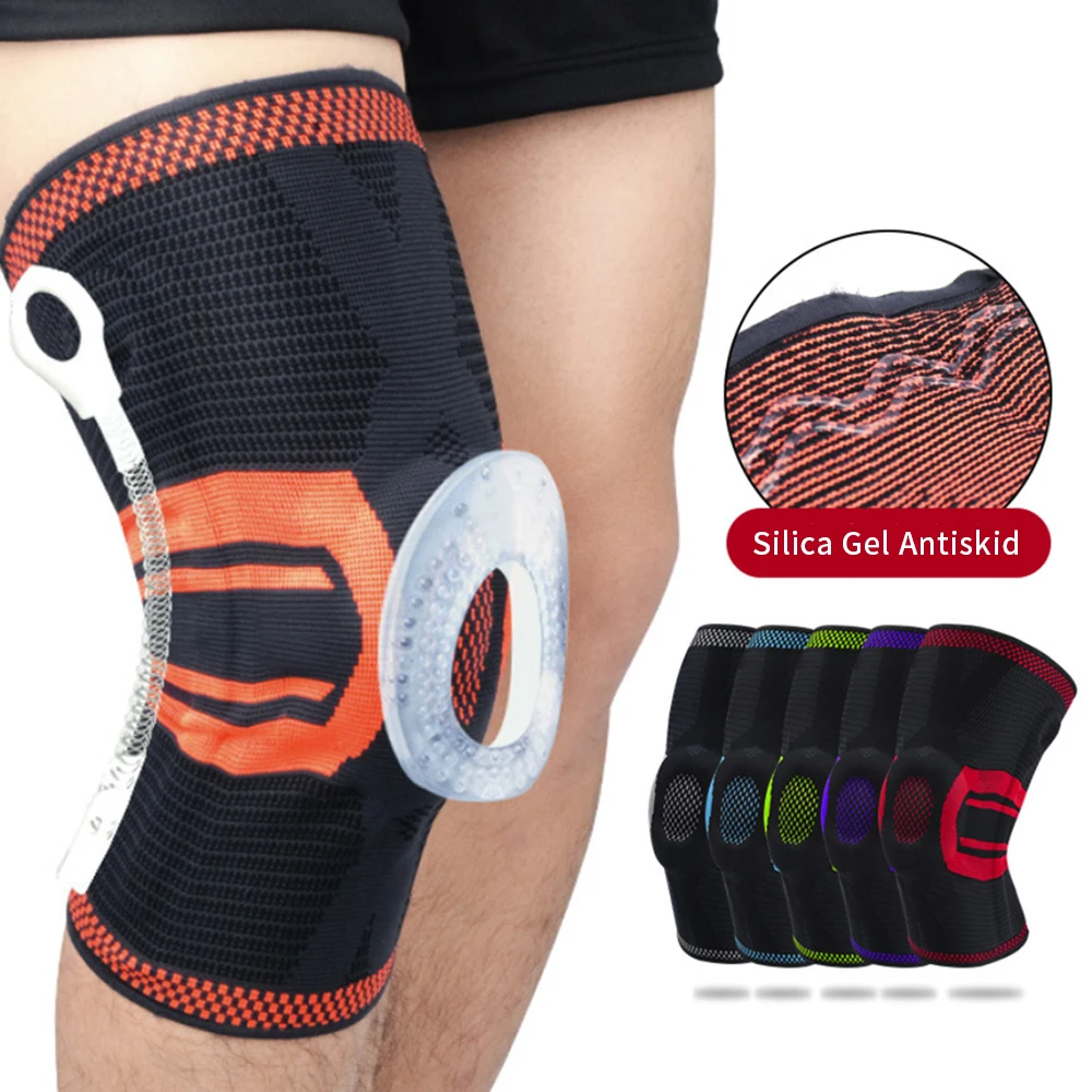 New 1 Piece Patella Knee Protector Brace Elastic Silicone Spring Pad Support Sport Training Knitted Compression Sleeve | Спорт и