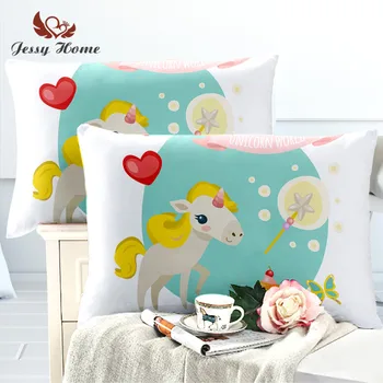 

Unicorn Children Pillowcase 2 Piece Colorful Pillow Cover Microfiber Fabric Soft Pillow Case for Kids 50cmx75cm 50cmx90cm 28
