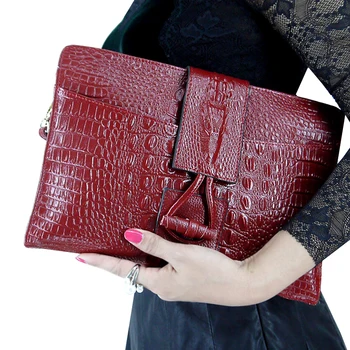 

Fashion Women Banquet Clutch Purse Genuine Leather Cowhide Leather Alligator Texture Modern Wallet Party Shoulder Messenger Bags