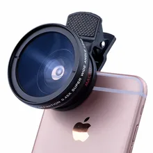 2in1 Professionnel 0.45X Grand Angle 12,5X Macro Lentille Avec Clips Pour iphone 4 4S 5 5S 5c SE 6 6 s 7 Plus Téléphone Cellulaire Caméra Lentilles