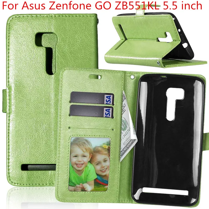 Coque capinha Стенд кошелек чехол для Asus Zenfone Go ZB551KL 5.5 дюймов чехол для телефона Роскошные Crazy Horse кожи Флип кожаный чехол