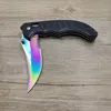 Dropshipping Tactical CSGO Real folding flip Knife fade colors Blade blue Tactical  camping knife for survival G10 handle ► Photo 2/6