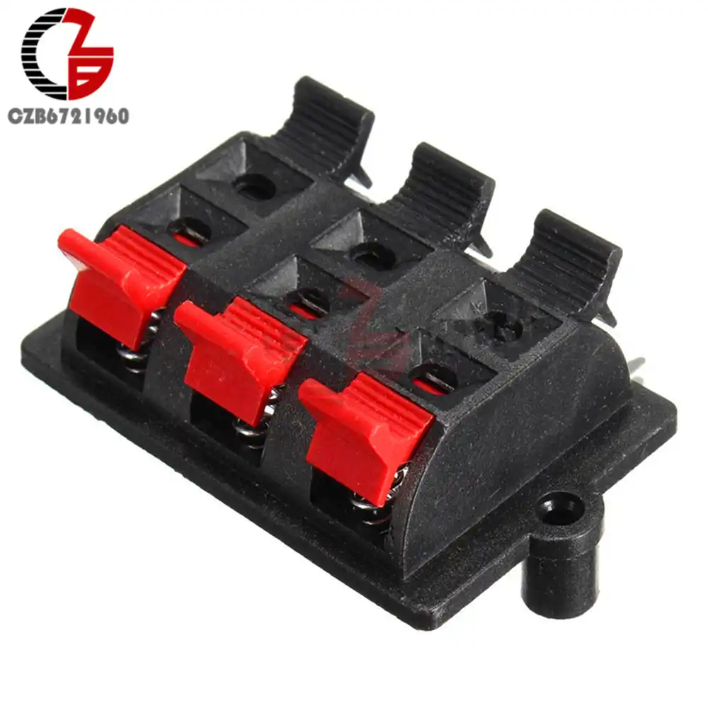 5PCS 2 Way Spring Push Release Connector Speaker Terminal Strip Block