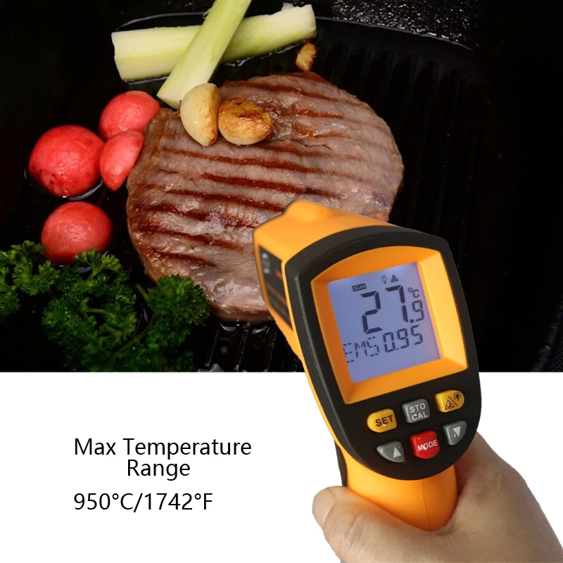 Digital Infrared Thermometer Non-Contact Pyrometer IR Thermometer  Industrial Kitchen BBQ Bakery Laser Temperature LCD Termometro(HT650A -50C  to 380C) 