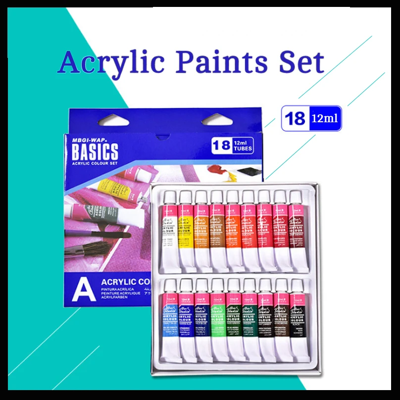 18 colors 12ml Acrylic Paints Set Paints Wall Textile Spray Paint