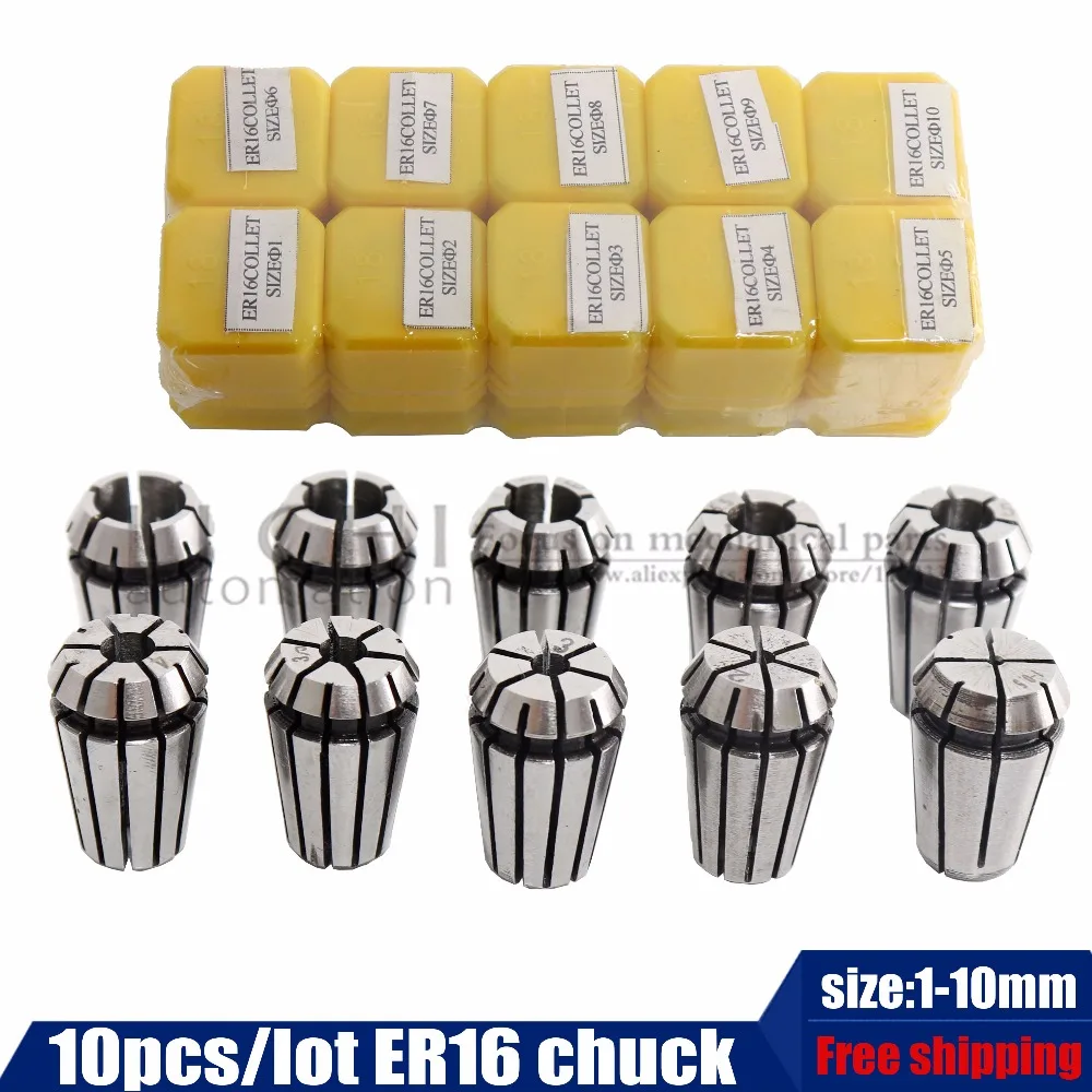 

Free shipping Full sets ER16 (1-10mm)11pcs beating 0.1mm precision spring collet for CNC milling lathe tool and spindle motor