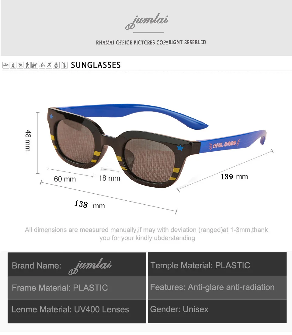 Children Polarizing sunglasses 2018 new fashion square kids Sunglasses boy girl Square goggles Baby travel glasses  UV400 (1)
