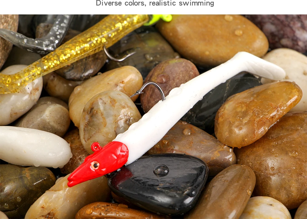 FISH KING Мягкая приманка, 5 цветов, силиконовая рыболовная приманка, приманка для басов, воблеры, искусственная приманка, свинцовая головка, ложка, джиг, приманки, рыболовные снасти