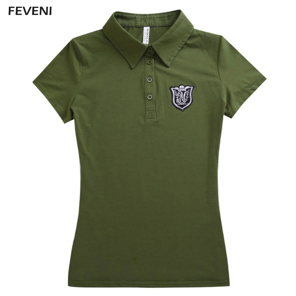 

Women Polo Shirt Short Sleeve Tops Pure Color Military Slim 2018 Casual 94% Cotton Polo Women Shirt Plus Size Big 6XL Red Y03275