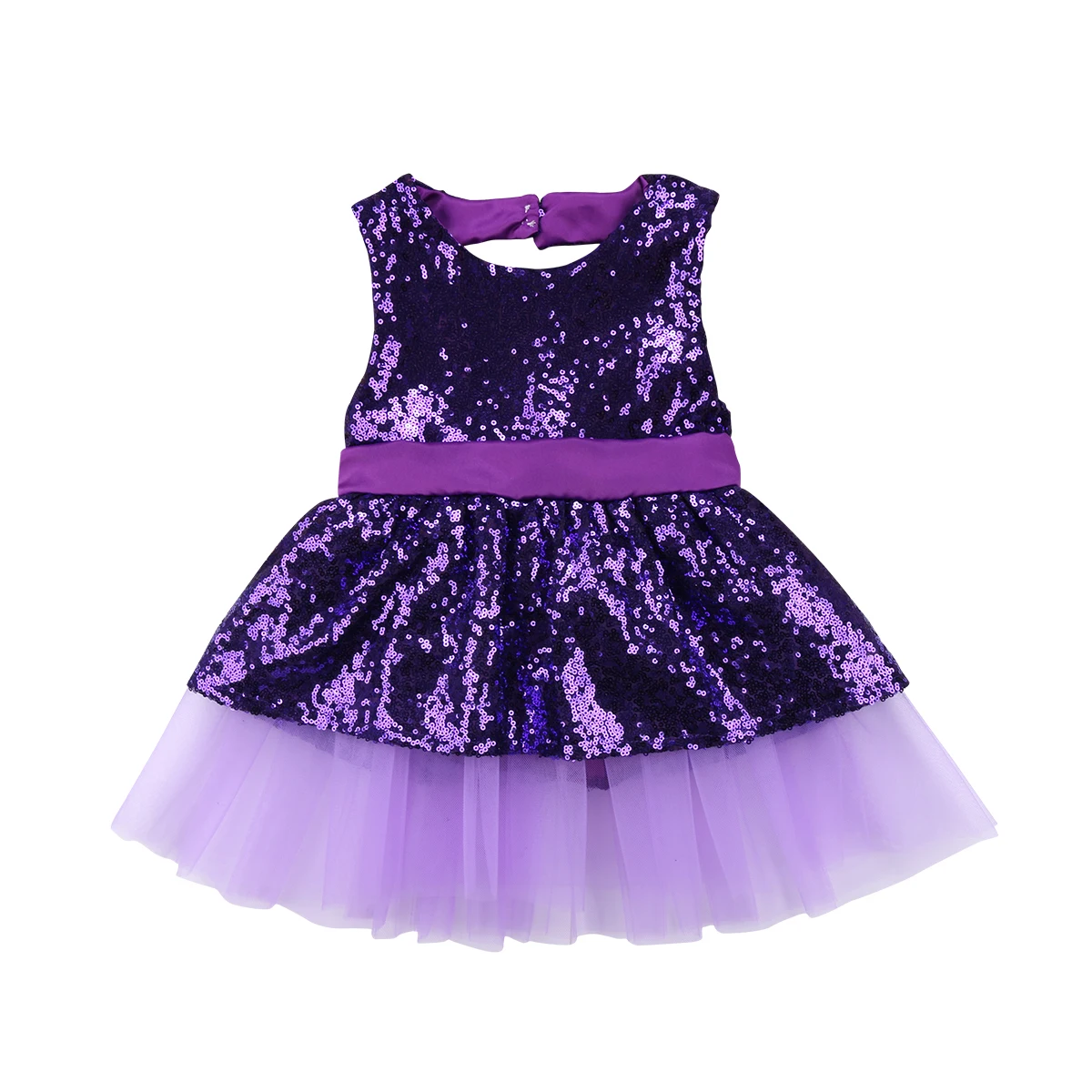 Одежда для детей; малышей; девочек Sequins майка, топ, жилет открытая спина, тюль платье праздничное платье принцессы, с бантом, пачка с бантом Открытое платье без рукавов - Цвет: Фиолетовый
