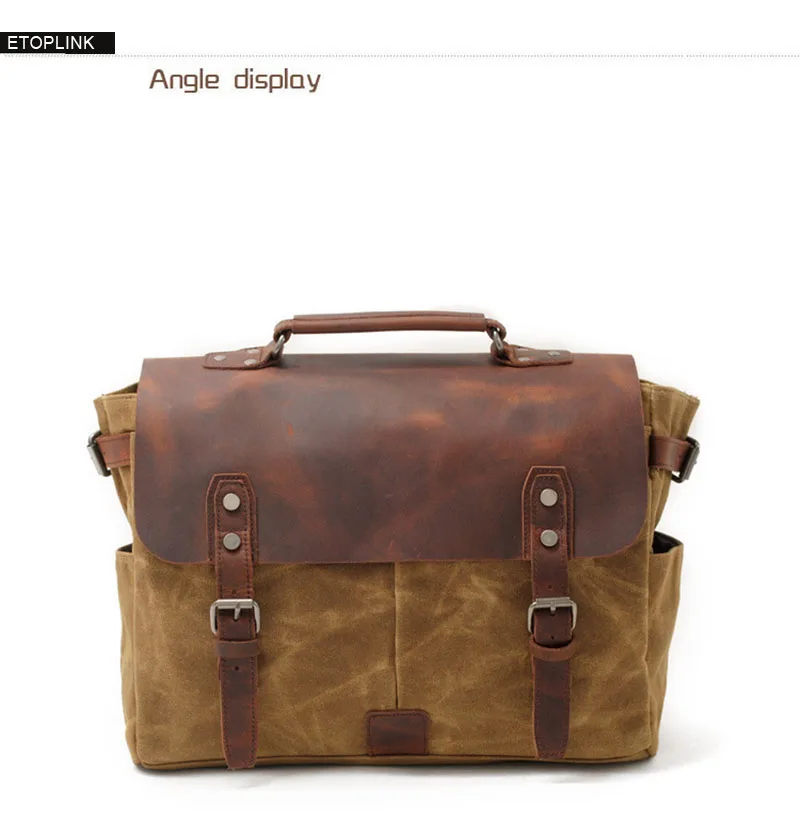 FRONT DISPLAY of Woosir Waxed Canvas Camera Bag