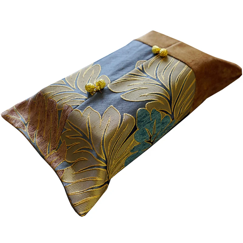 Freeshipping Tissue Box New Flannelet Leaves Luxury Customized Wedding Room Car Hotel Decorative Embroidery Napkin Holder Cover