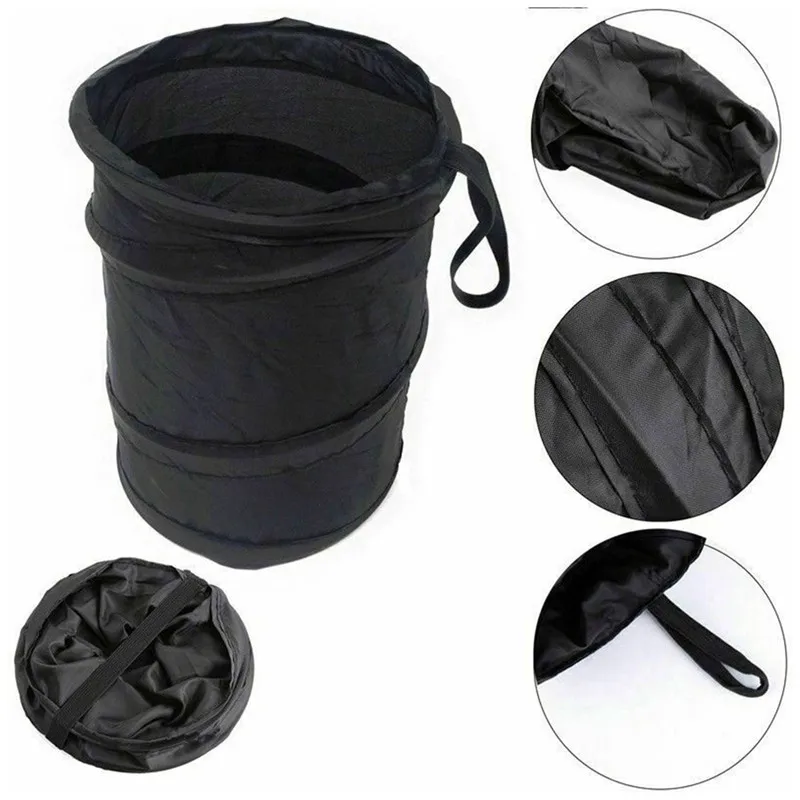 

Black Foldable Car Garbage Can Carry Bin Chair Back Pocket for Printing Car Can Pack Bag Car Trash Bag for Little Leak Proof