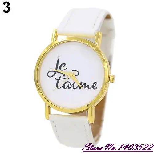 

Hot Sales Summer Style Trendy Style Watch Women's Men's Je T'aime Couple Lover Faux Leather Quartz Analog Wrist Watch 5RVH