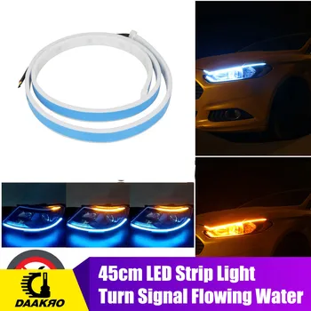

45CM Turn Signal Yellow High Flexibility DC 12V 6000K 4500K Flowing Water Lamp Light Universal LED Strip Light Dual Color White
