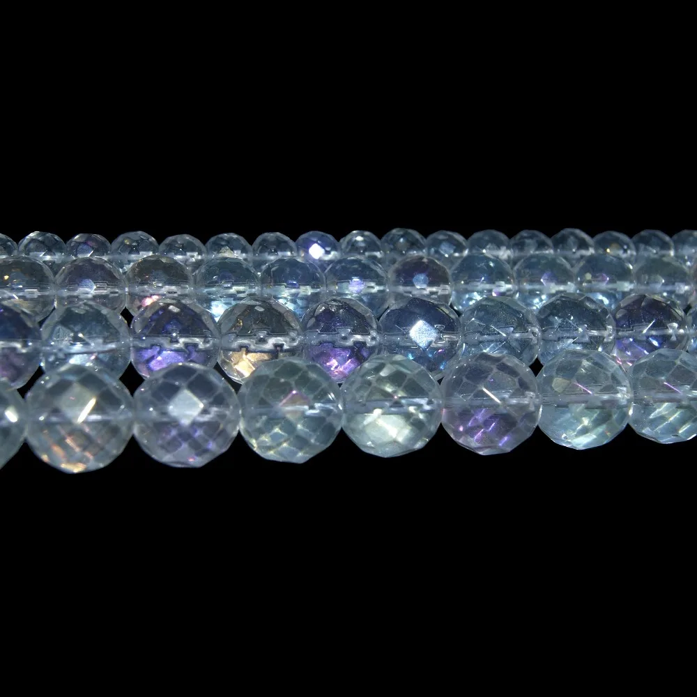 

Wholesale Faceted Glass Quartzs Crystal Natural Stone Beads 6 8 10 12 MM Pick Size For Jewelry Making DIY Bracelet Necklace