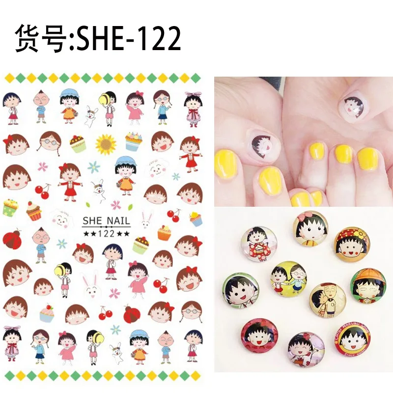 2 sheets adhesive 3d nail sticker foil decals for nails sticker art cartoon design nail art decorations supplies tool - Цвет: 2 Sheets SHE-122