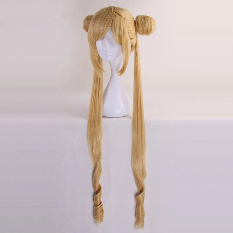 SAILOR MOON doble cola de caballo larga recta rubia limón amarillo sintético Cosplay peluca para disfraz de fiesta de Halloween SAILOR MOON doble cola de caballo larga recta rubia limón amarillo sintético Cosplay peluca para disfraz de fiesta de Halloween