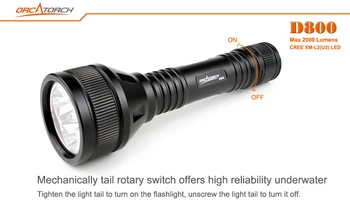 

ORCATORCH D800 Diving Flashlight CREE XML2 LED 2100lm Scuba Diving Light Technical Light Waterproof Lamp 150M Underwater