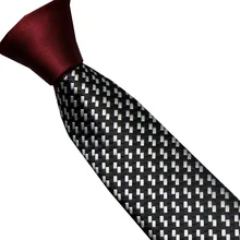 LAMMULIN мужские галстуки для костюма модный бордовый Узел контрастный серебряный с черными клетками тканый полосатый шейный платок, тонкий галстук 6 см галстук