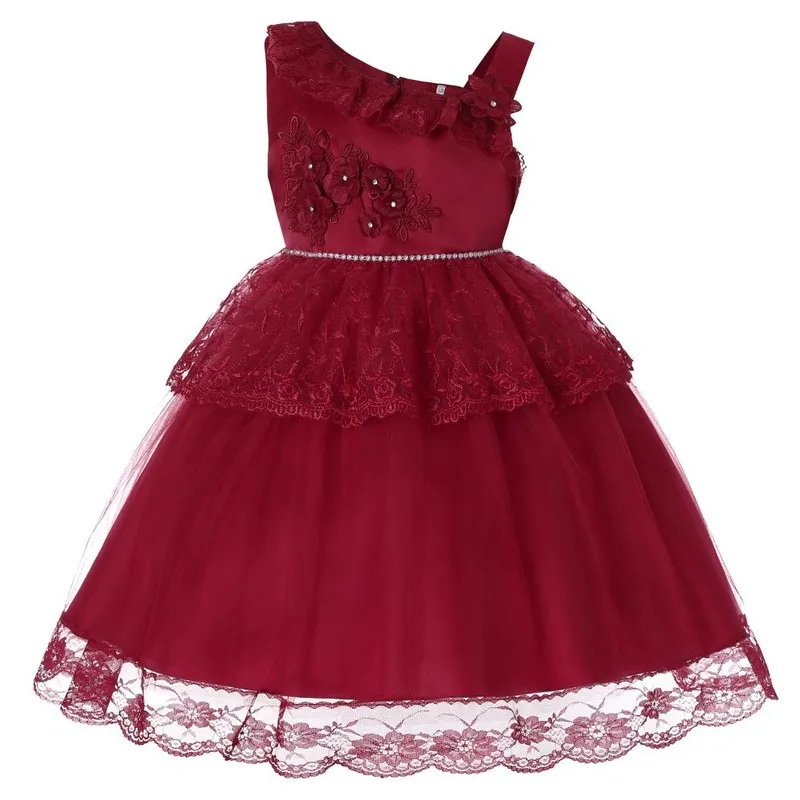 

2019 Children Dress Autumn New One-shoulder Girls Christmas Dresses Princess Flower Wedding Dress Girl Baby Girl Clothes GDR501
