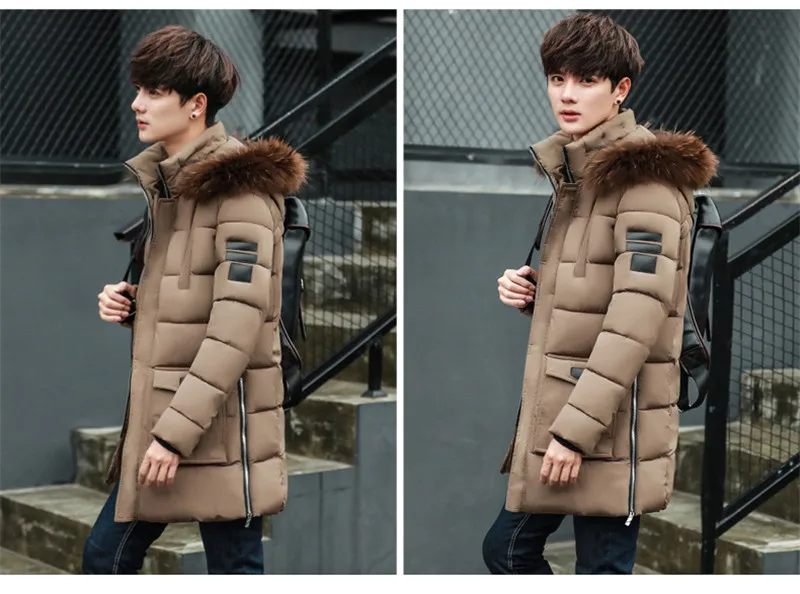 New Men's Hooded Jacket Parka Coat Fashion Winter Male Warm Casual Thicken Warm Fur Collar Overcoat Clothing M-3XL (21)