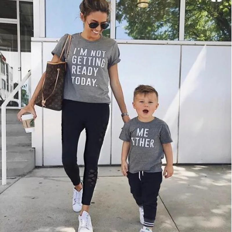 Г., летние футболки для мамы и сына, одинаковые комплекты для семьи, одежда футболки с надписью «I'm Not Got Handy Today Prin» для мамы, семейный образ