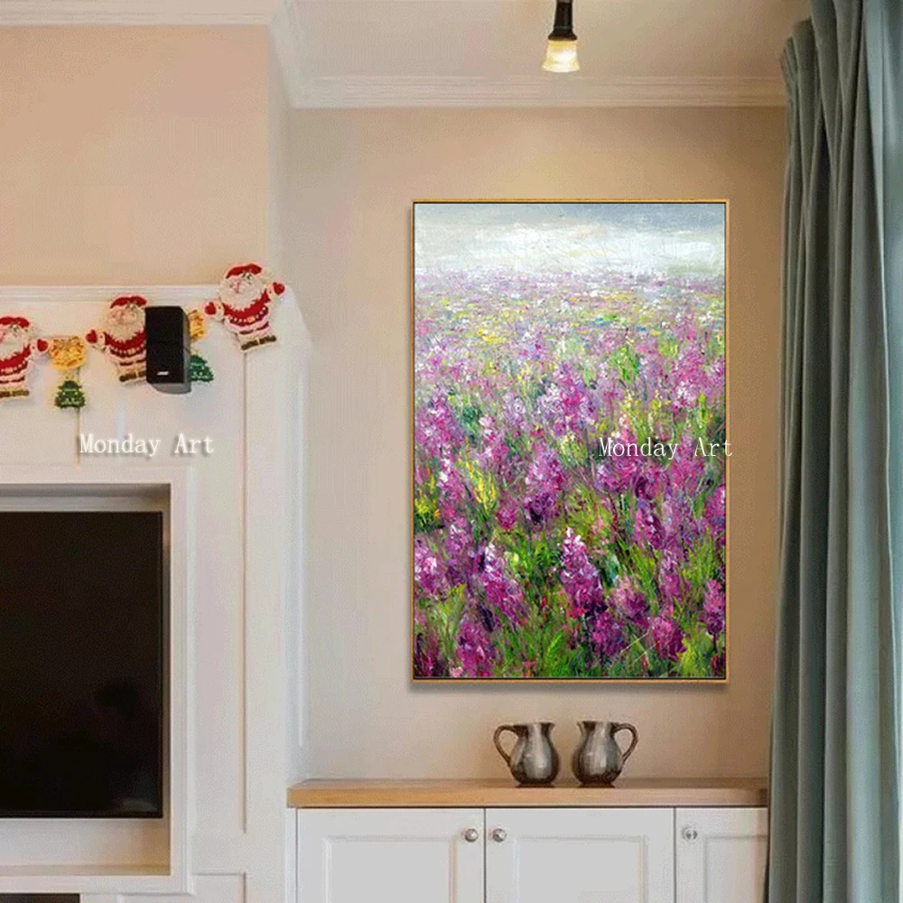 

canvas oil painting Hand Painted modern Flower sea Picture On Canvas Modern Painting Handmade Artwork Living Room Wall Paintings