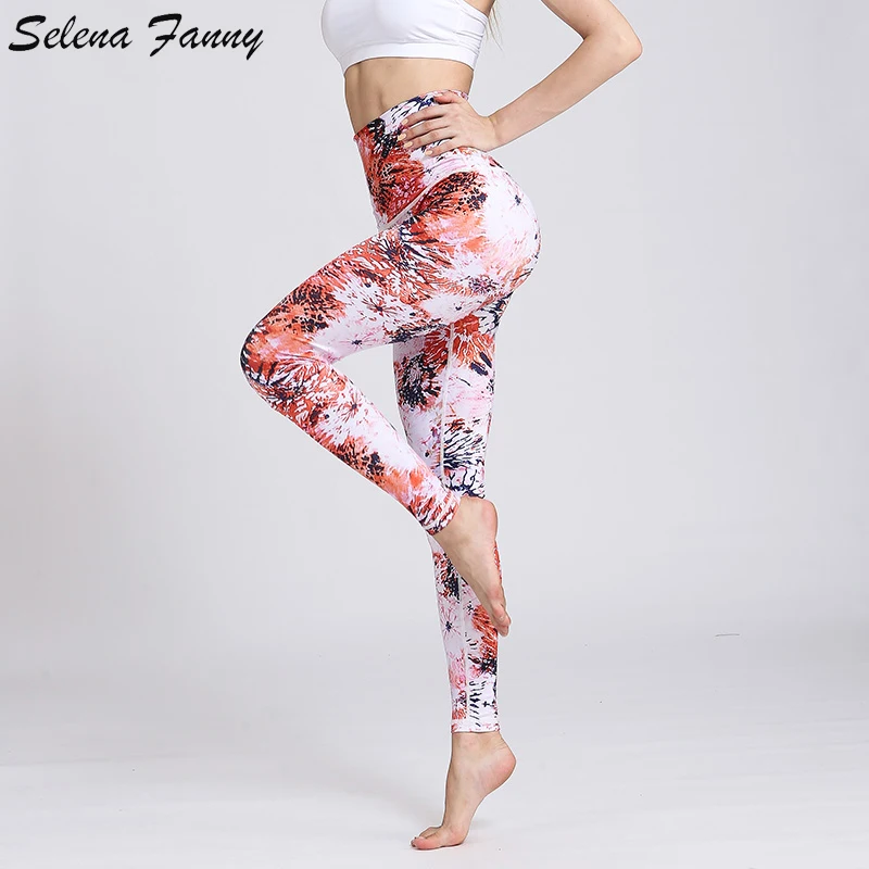 High Waist Print Women Yoga Pants Elastic Breathable Quick
