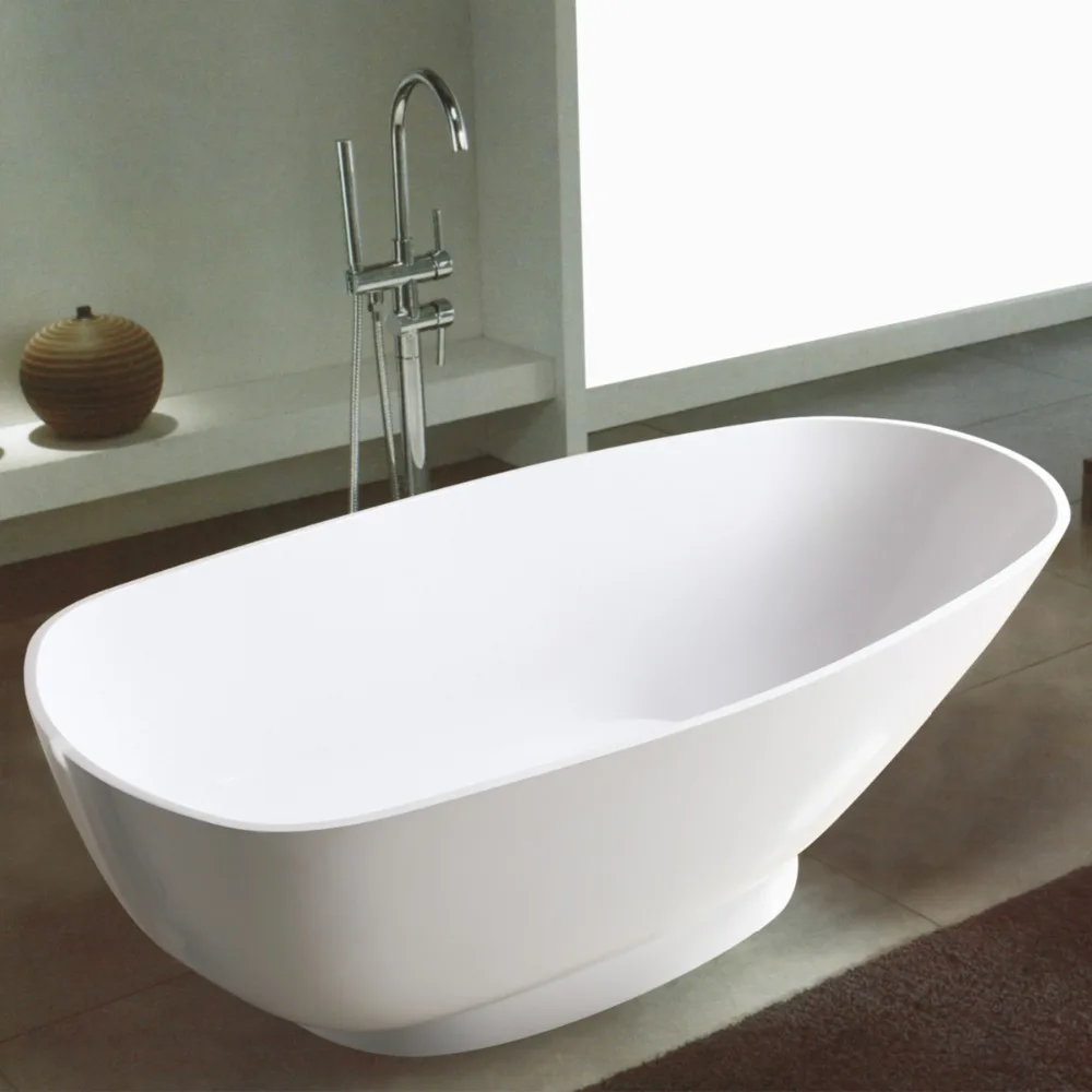 Solid surface artificial stone freestanding bathtub on