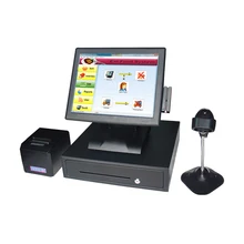 touch screen epos system restaurant cash register all in one pc with card reader 80 mm printer Retail restaurant cash receipt