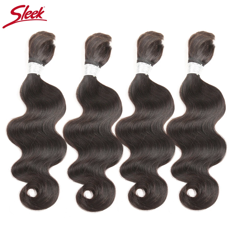 Sleek Hair Pre-Colored Human Bulk For Braiding No Weft 4 Bundles Remy Peruvian Deep Wave Crochet Natural Color | Шиньоны и парики