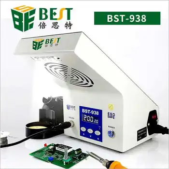 Buy BEST938 Anti-static Temperature Soldering Station With Smoking Instrument LED Lighting Thermostat Electric Soldering Iron