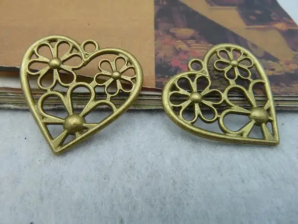 

10pcs 28x29mm Antique Bronze Lovely Filigree Heart Charm Pendant c2720
