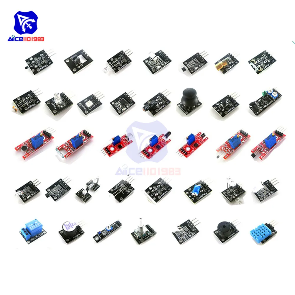 Набор сенсорных модулей diymore 37 в 1 для Arduino R3 UNO MEGA Nano Raspberry Pi Обучающий набор с