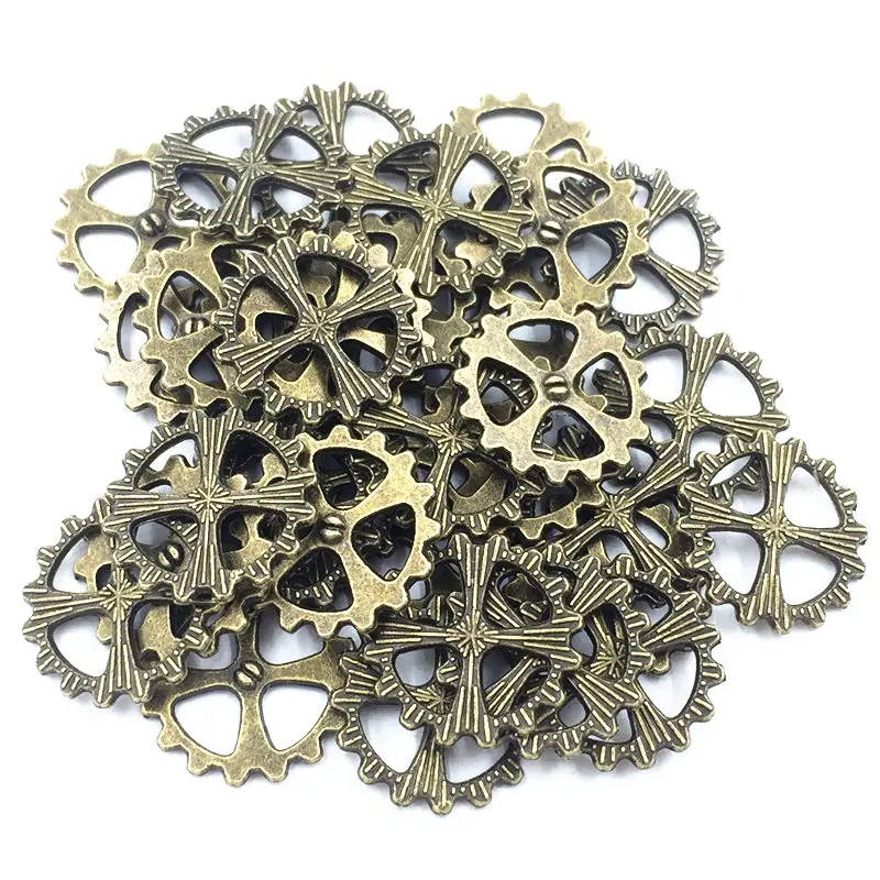 

50Pcs Antique Bronze Tone Pendants For Bracelets Round Gearwheel Tooth Cute Metal Accessrioes DIY Jewelry Finding Charms 14mm