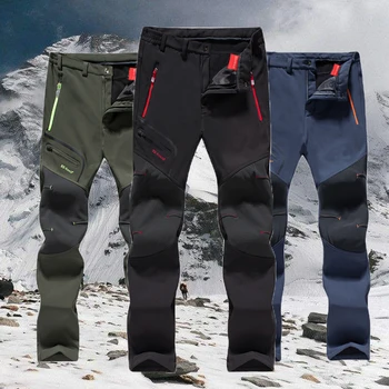 

6XL Men Fleece Outdoor Softshell Trousers Oversized Camping Trekking Hiking Climbing Skiing Fishing Winter Waterproof Pants