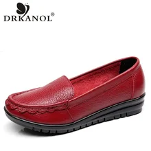 DRKANOL/Размеры 35-43; женская обувь на плоской подошве; мягкие Лоферы без застежки; удобная теплая обувь из натуральной кожи для беременных женщин; сезон осень-зима