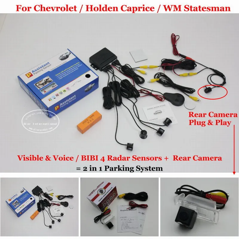 

For Chevrolet / Holden Caprice - Car Parking Sensors + Rear View Back Up Camera = 2 in 1 Visual / BIBI Alarm Parking System