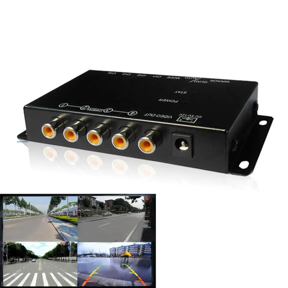 IR control 4 Cameras Video Control Car Camera Image Switch Combiner Box For Left view Right view Front Rear Parking Camera box