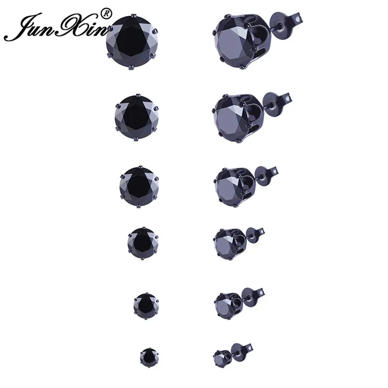 JUNXIN женский маленький черный Круглые серьги-гвоздики золотое покрытие серьги наборы свадебных украшений Двухсторонние серьги для Для женщин