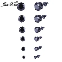 JUNXIN женский маленький черный Круглые серьги-гвоздики золотое покрытие серьги наборы свадебных украшений Двухсторонние серьги для Для женщин