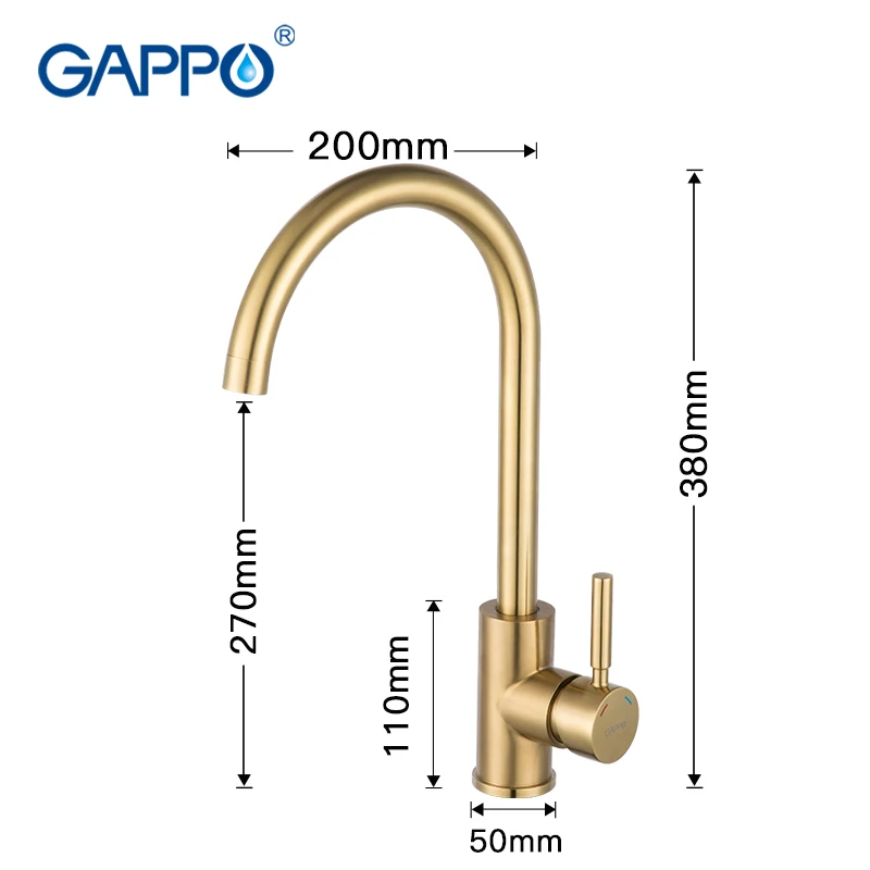 GAPPO кухонный кран матовый золотой кухонный смеситель кран из нержавеющей стали водопроводный кран на бортике кухонный водопад раковина кран