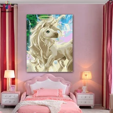 DIY цветные картинки по номерам с красочными бесплатно мультфильм животных Картина Рисунок Живопись по номерам Обрамленный дом