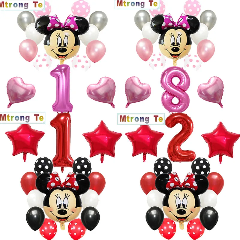 Микки Минни Маус с днем рождения деко шар 30 дюймов Рисунок 1 2 3 лет ребенок воздушный шар на день рождения мультфильм мышь ксенон шар