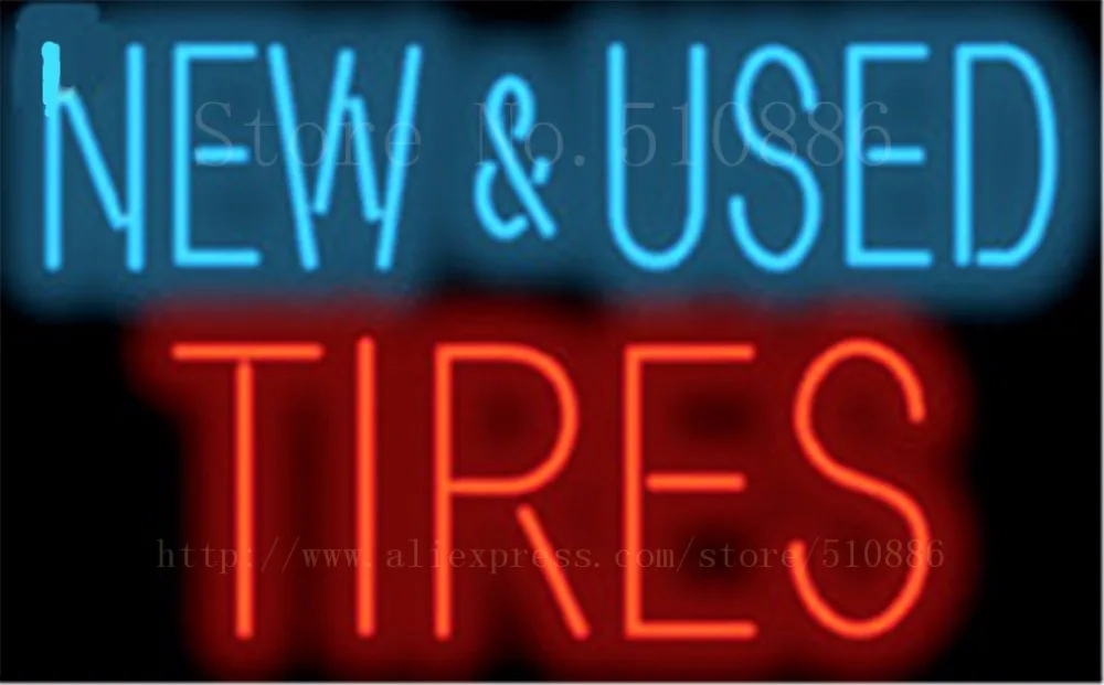 New & Used Tires Parts Repair Car Auto Glass Tube neon sign Handcrafted