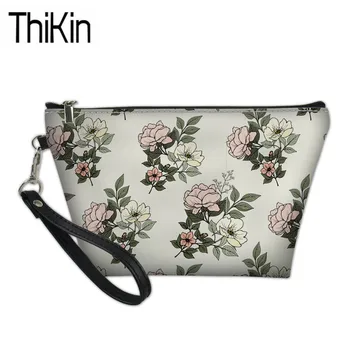 

THIKIN Ladies Floral Make Up Bags Flower 3D Printing Cosmetic Cases Women Travel Toiletry Wash Kit Bags for Females Make Up Box