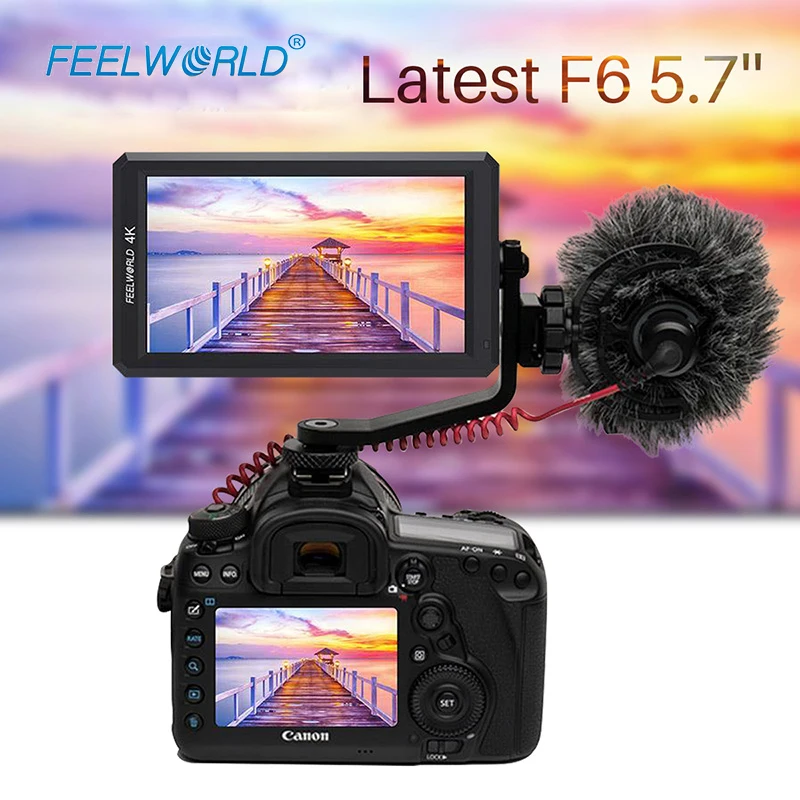 

FeelWord F6 5.7 IPS 4K HDMI Video Camera Monitor for Vlogging Zhiyun DSLR Feiyu Dji Full HD On Camera Monitor for Canon Nikon