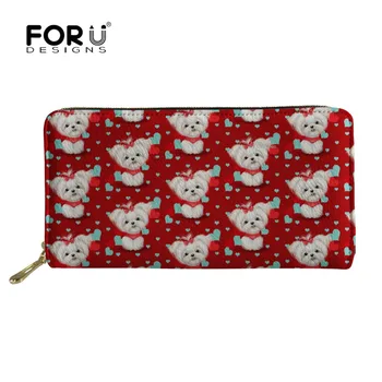 

FORUDESIGNS New Maltese Printing Womens Purses and Wallets for Ladies Clutches Money Phone Card Holder Wallet Long Style Bags